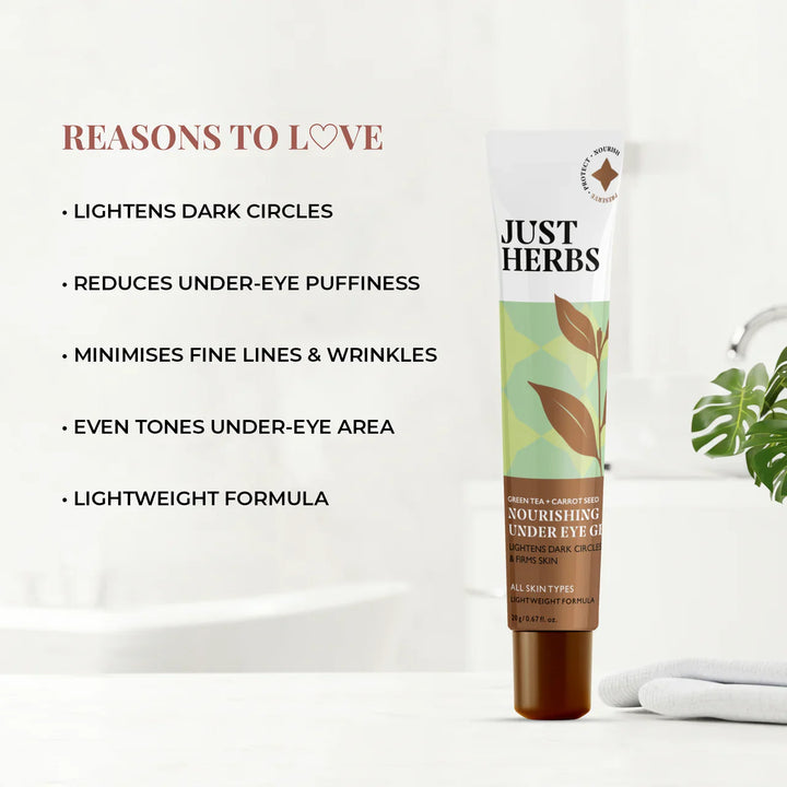 Just Herbs - Nourishing Under Eye Gel with Green Tea & Carrot Seed : 20 gm