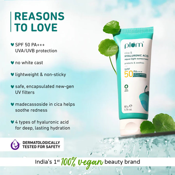 Plum - Cica & Hyaluronic Acid SPF 50 PA+++ Sunscreen 50g