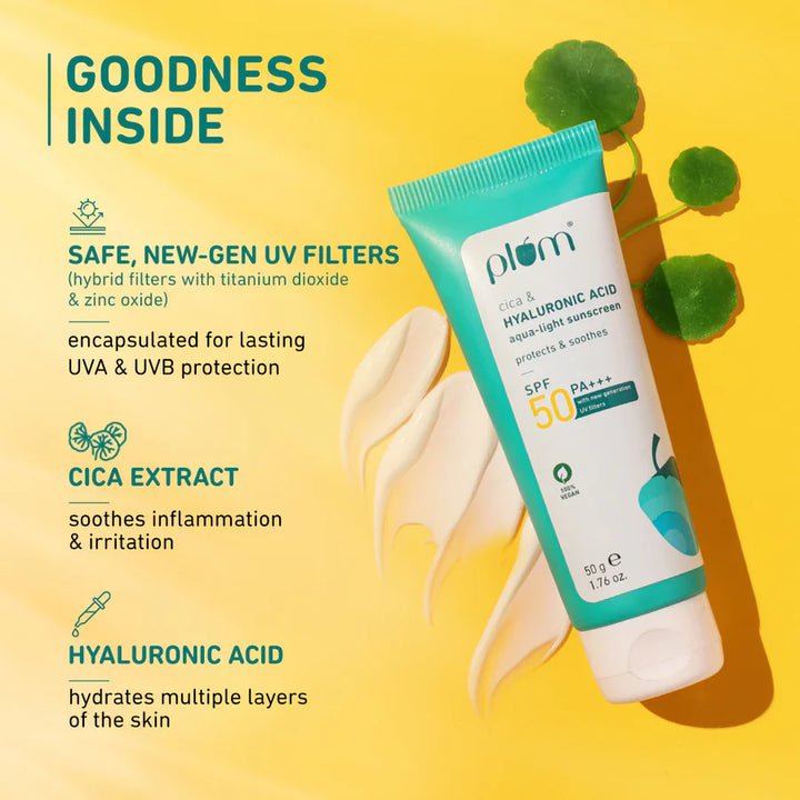 Plum - Cica & Hyaluronic Acid SPF 50 PA+++ Sunscreen 50g