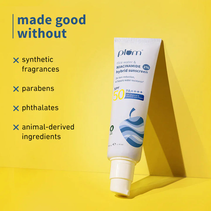 Plum - 2% Niacinamide & Rice Water SPF 50 PA+++ Hybrid Sunscreen 50g