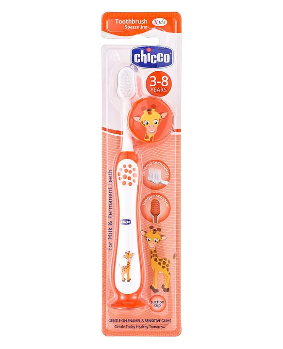 Chicco Ultra Soft Bristles Toothbrush Giraffe Print Orange