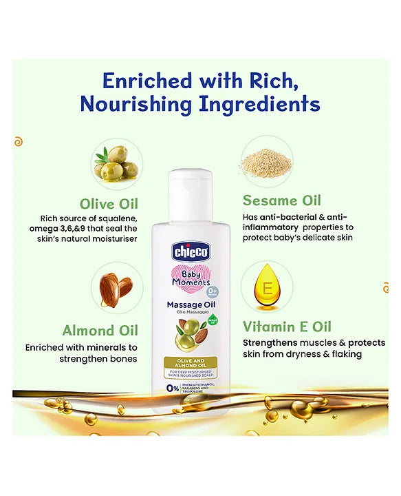 Chicco - Baby Moments Olive & Almond Massage Oil 100ml