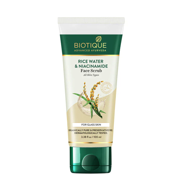 Biotique Rice Water & Niacinamide Gel Face Scrub for Glass Skin 100ml