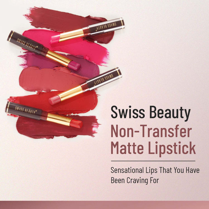 Swiss Beauty - Non-Transfer Smooth & Waterproof Matte Lipstick Shade No. 05 Fire Pink
