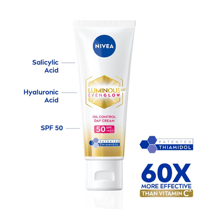 Nivea - Luminous Even Glow Oil Control SPF50 Day Cream with Hyaluronic Acid 10ml