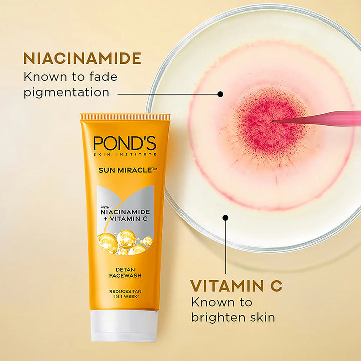 Pond's Detan Facewash, With Niacinamide & Vitamin C, Reduces Tan In 7 Days, For All Skin Types 100g