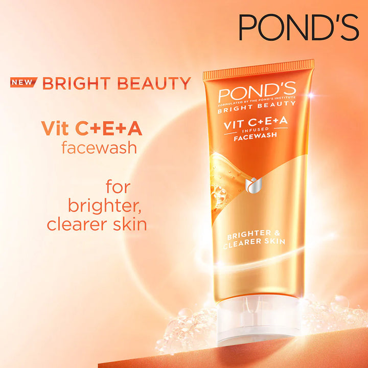 Pond's Bright Beauty Vitamin C+E+A Gel Face Wash for Brighter & Clearer Skin 100ml