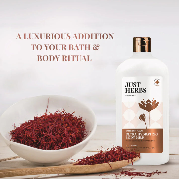 Just Herbs - Ultra Hydrating Body Milk with Saffron and Malai 300ml