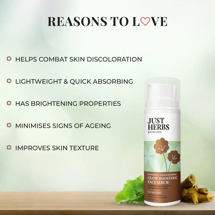 Just Herbs - Glow Boosting Face serum with Gotukola and Indian Ginseng 30ml