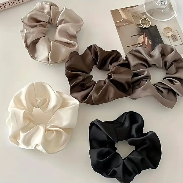 Elegant Satin Scrunchies Vintage Style 5Pc - Kess Hair and Beauty