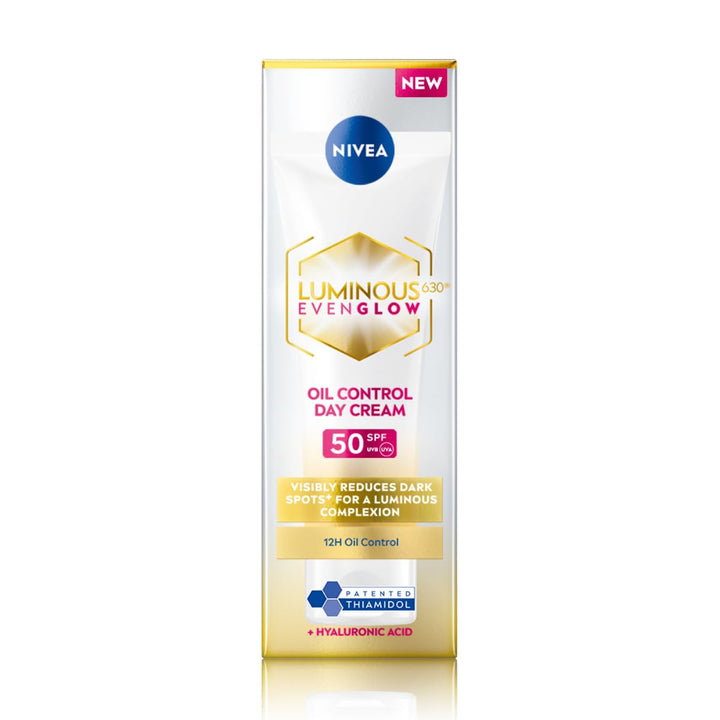 Nivea Luminous Even Glow Oil Control SPF50 Day Cream with Hyaluronic Acid - 40ml
