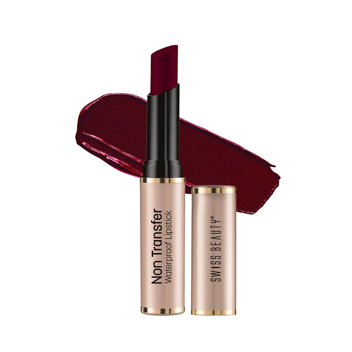 Swiss Beauty - Non-Transfer Waterproof Lipstick Brown Maroon Shade No. 414
