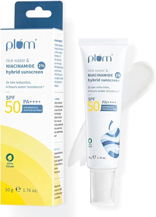 Plum - 2% Niacinamide & Rice Water SPF 50 PA+++ Hybrid Sunscreen 50g