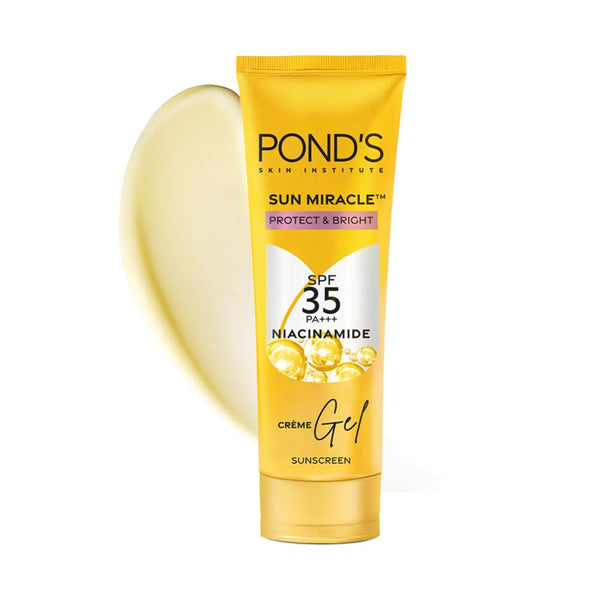 Pond's  3% Niacinamide Sun Miracle SPF 35 P+++ Light Sunscreen | Proctects & Brightens Skin | No white Cast | Lightweight | Non Sticky | For All Skin Types | 50 gm