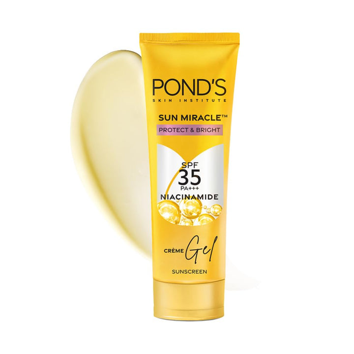 Pond's 3% Niacinamide Sun Miracle SPF 35 P+++ Light Sunscreen | Proctects & Brightens Skin | No white Cast | Lightweight | Non Sticky | For All Skin Types | 50 gm