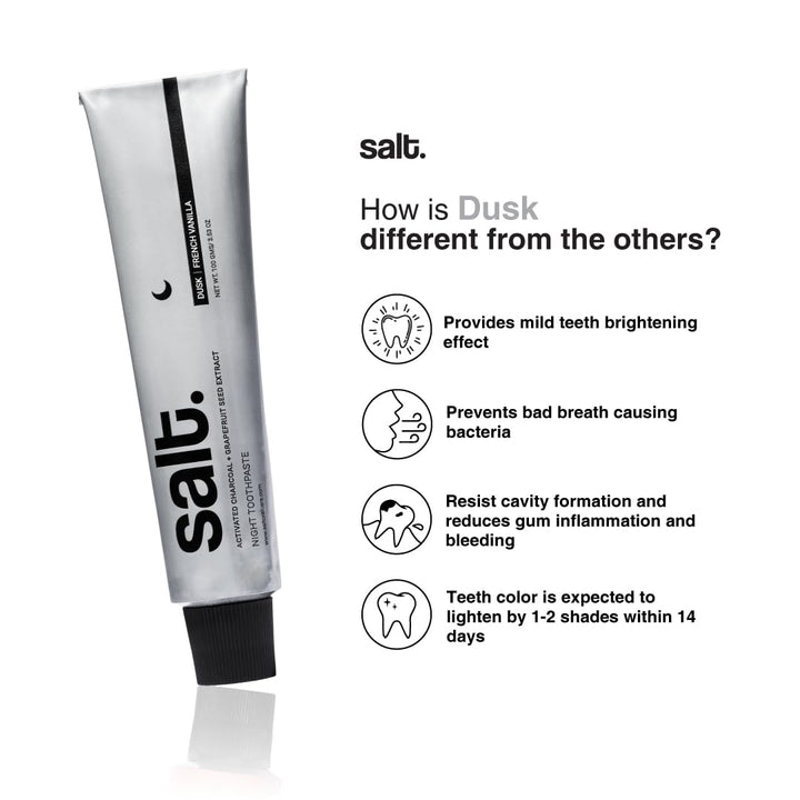 Salt Oral Care - Activated Charcoal + Grapefruit Extract Dusk Vanilla Night Toothpaste 100g