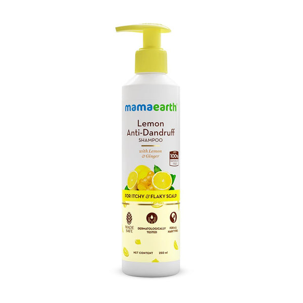 Mamaearth Lemon Anti-Dandruff Shampoo with Lemon & Ginger for up to 100% Dandruff & Itch-free Scalp- 250ml