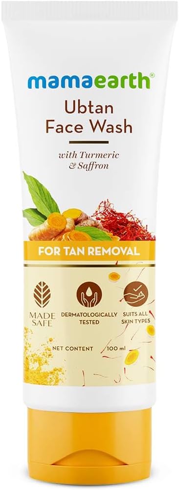 Mamaearth - Natural Ubtan Face Wash with Turmeric and Saffron for Tan Removal and Skin Brightning 100ml