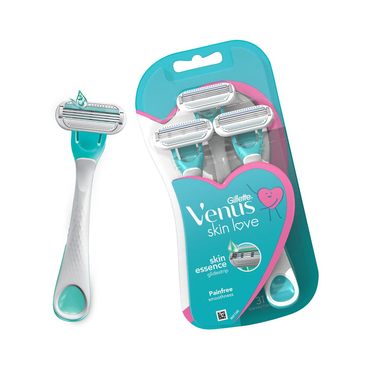 Gillette - Venus Women Set of 3 Skin Love Razors with Skin Essence - Blue & White