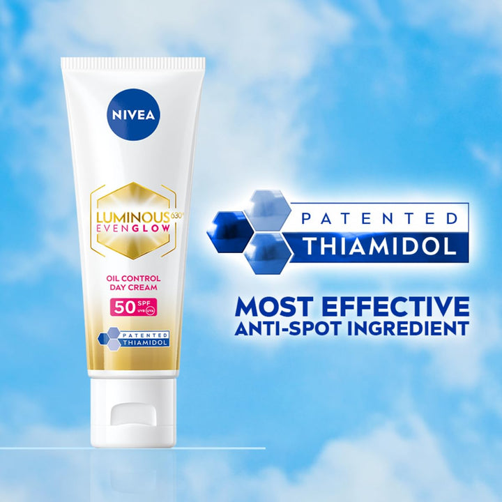Nivea Luminous Even Glow Oil Control SPF50 Day Cream with Hyaluronic Acid - 40ml