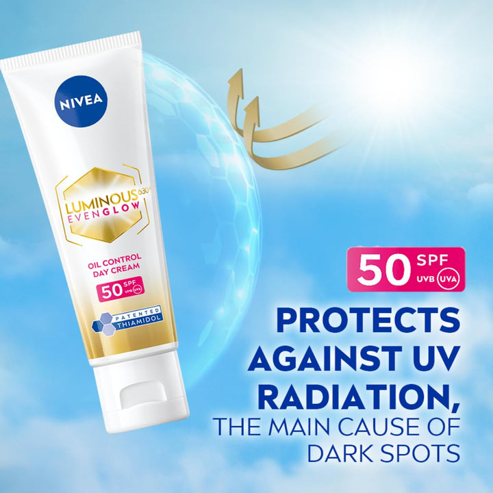 Nivea Luminous Even Glow Oil Control SPF50 Day Cream with Hyaluronic Acid - 40ml