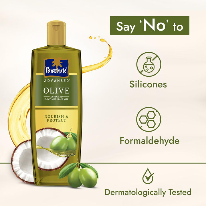 Parachute - Advansed Olive Enriched Coconut Hair Oil, Upto 10X Less Hair Fall And 90% Stronger Hair 300ml