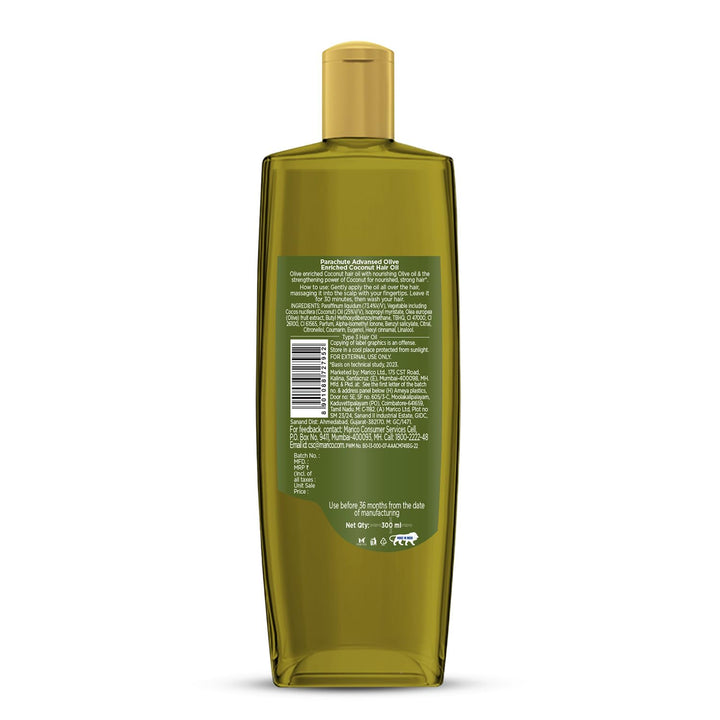 Parachute - Advansed Olive Enriched Coconut Hair Oil, Upto 10X Less Hair Fall And 90% Stronger Hair 300ml
