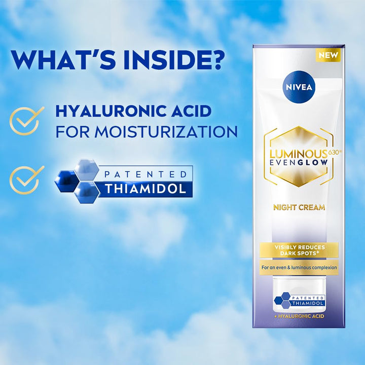 Nivea Luminous Even Glow Night Cream with Hyaluronic Acid - 40ml