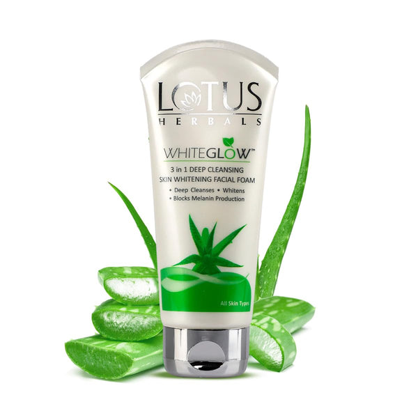 Lotus Herbals White Glow 3-in-1 Deep Cleansing Skin Whitening Facial Foam Face Wash 100 g