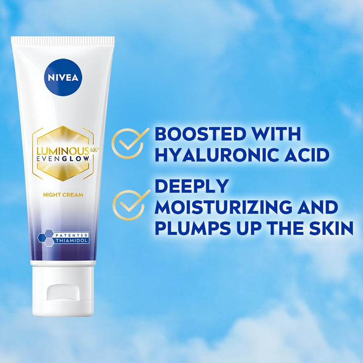 Nivea Luminous Even Glow Night Cream with Hyaluronic Acid - 40ml