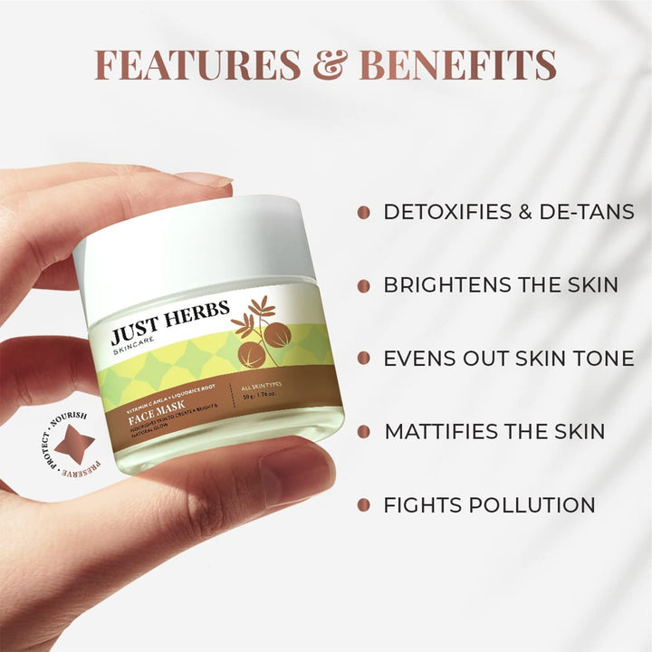 Just Herbs - Vitamin C Amla & Liquorice Root Brightening Face Mask 50g