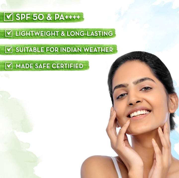 Mamaearth Ultra Light SPF 50 Sunscreen with PA++++ | Gives Broad Spectrum Protection | Moisturizes with Turmeric & Carrot Seed | Lightweight & Long Lasting | 80 ml