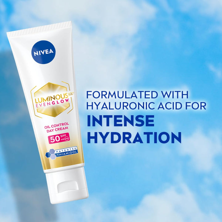 Nivea Luminous Even Glow Oil Control SPF50 Day Cream with Hyaluronic Acid - 40ml