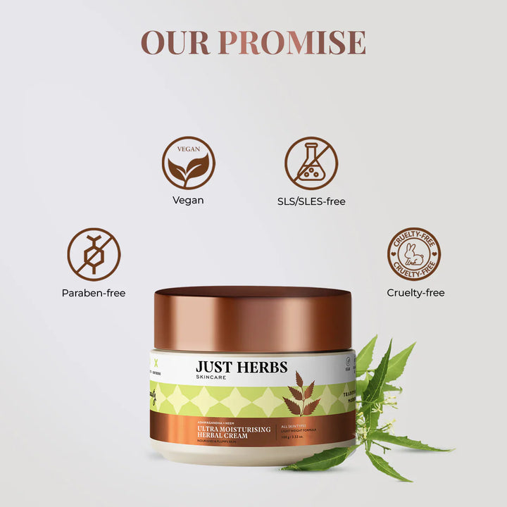 Just Herbs - Ultra Moisturising Herbal Cream with Ashwagandha & Neem 100g