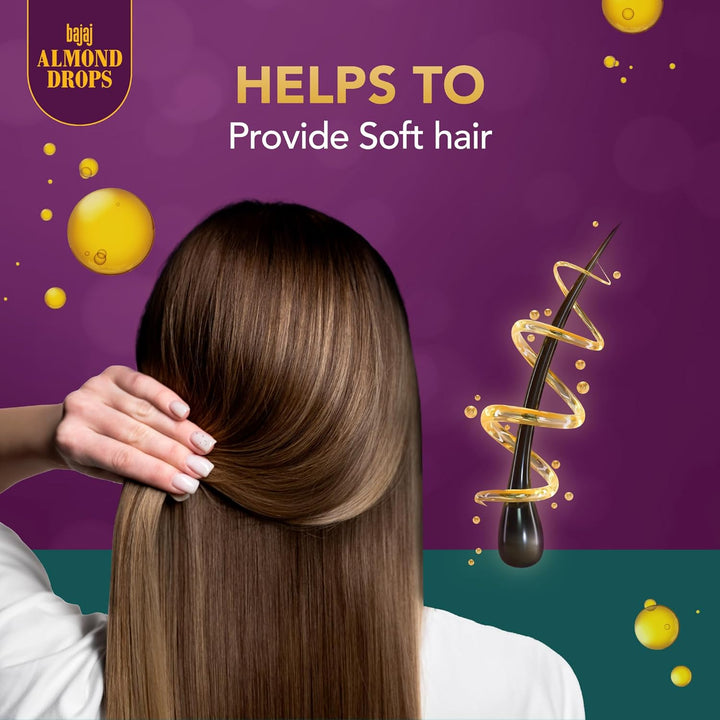 Bajaj - Almond Drops Hair Serum 50ml, Contains Almond Oil & Vitamin E Hair Serum for Dry Frizzy Hair, Nourishing Hair Serum