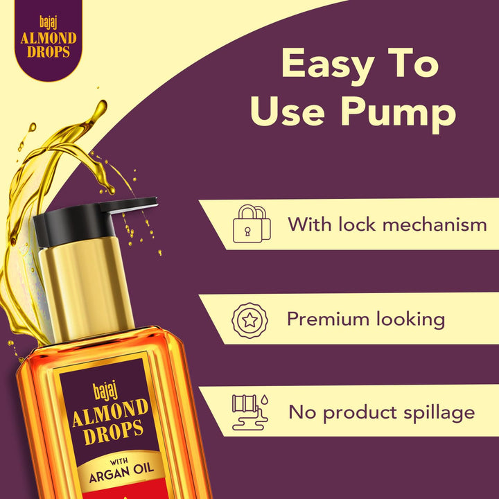 Bajaj - Almond Drops Non Sticky Hair Oil with Almond & Argan Oil 3 Way Damage Protection 100ml