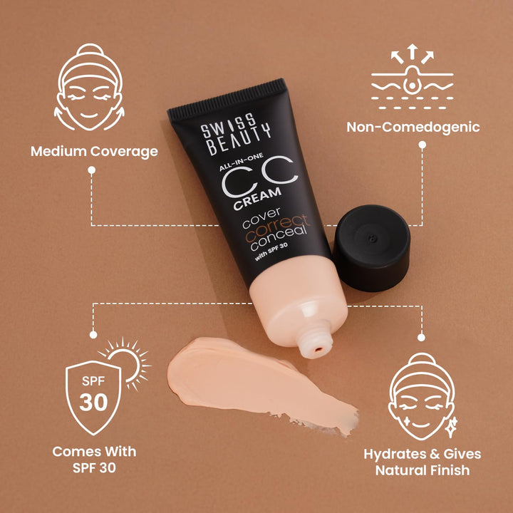 Swiss Beauty - All-In-One CC Cream Caramel Beige Shade No. 6