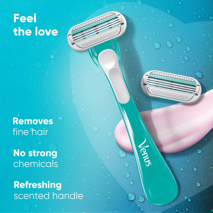 Gillette - Venus Women Set of 3 Skin Love Razors with Skin Essence - Blue & White