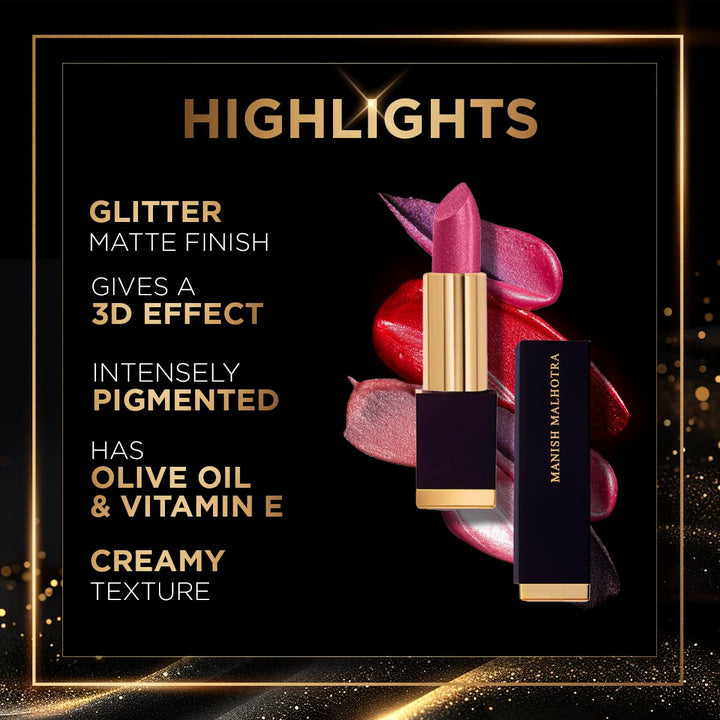 MyGlamm - Manish Malhotra Starlight Glitter Lipstick - Shade No. 2 Lustrous Spell