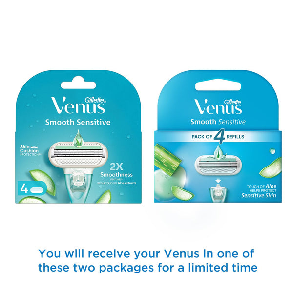 Gillette - Venus Women Smooth Sensitive Set of 4 Cartridges with Aloe Extracts