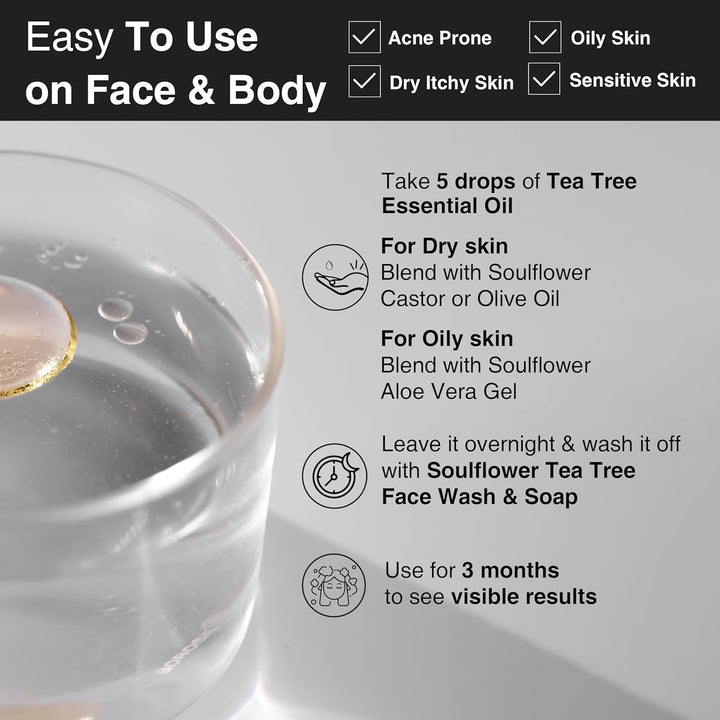 SoulFlower - Tea Tree Essential Oil for Dandruff & Acne 30ml