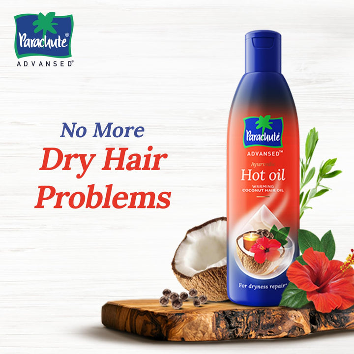 Parachute Advansed Ayurvedic Hot Oil, Warming Coconut Hair Oil, Frizz Free Hair 190ml