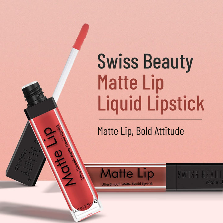 Swiss Beauty - Matte Lip Liquid Lipstick Shade No. 04 Passionate Red