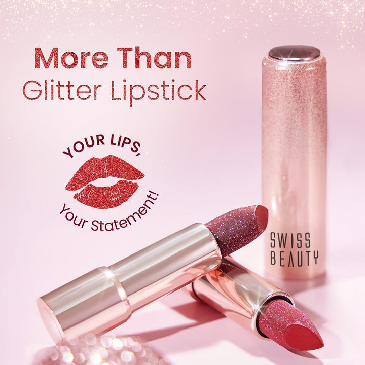 Swiss Beauty - More Than Glitter Lipstick Shade No. 01 Sparkle Gold