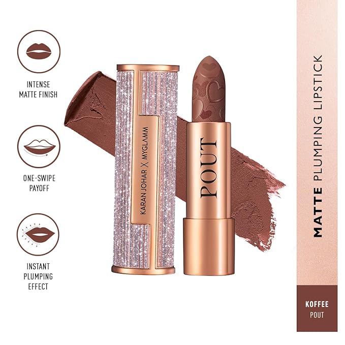 MyGlamm - Pout By Karan Johar Intense Matte Plumping Lipstick - Koffee Pout 4g
