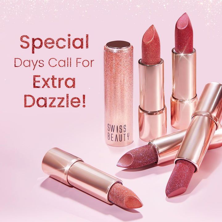 Swiss Beauty - More Than Glitter Lipstick Shade No. 03 Glimmer Coral