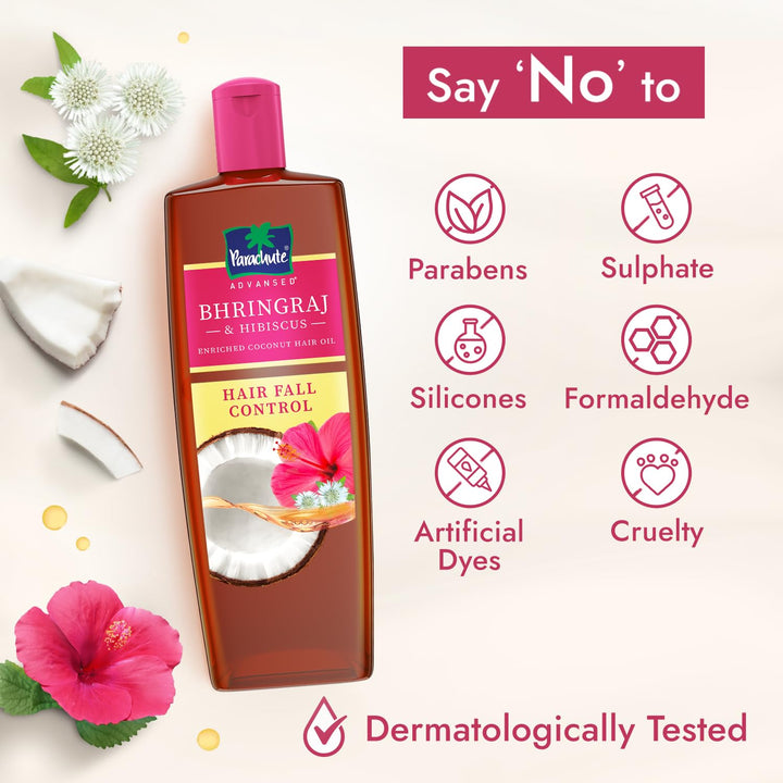 Parachute Advansed Bhringraj & Hibiscus Enriched Coconut Oil For Up To 10X Less Hair Fall 300ml