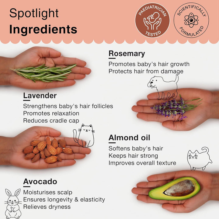 SoulFlower - Rosemary Lavender Baby Hair Growth Oil for Gentle Nourishment & Healthy Scalp 225ml