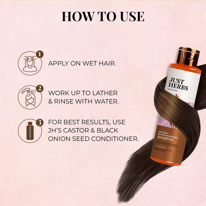 Just Herbs - Castor & Black Onion Seed Shampoo 200ml