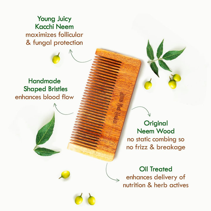 Nat Habit - Oil Treated Kacchi Neem Styling Small & Shampoo Small Comb Combo